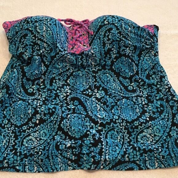 New Directions pink blue strapless top Medium - Picture 1 of 6